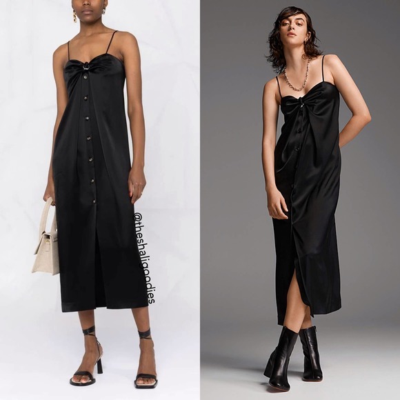 NANUSHKA Doris Midi Slip Dress Black Sarong Style - Picture 1 of 9